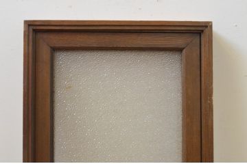 アンティーク建具　ナラ材　ダイヤガラス入り　ノスタルジックな雰囲気溢れる枠付きのFIX窓1枚(ガラス窓、フィックス、はめ殺し)(R-067861)