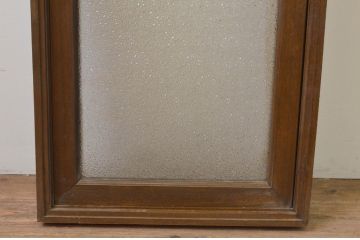 アンティーク建具　ナラ材　ダイヤガラス入り　ノスタルジックな雰囲気溢れる枠付きのFIX窓1枚(ガラス窓、フィックス、はめ殺し)(R-067861)