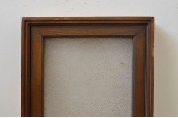 アンティーク建具　ナラ材　ダイヤガラス入り　ノスタルジックな雰囲気溢れる枠付きのFIX窓1枚(ガラス窓、フィックス、はめ殺し)(R-067861)
