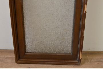 アンティーク建具　ナラ材　ダイヤガラス入り　ノスタルジックな雰囲気溢れる枠付きのFIX窓1枚(ガラス窓、フィックス、はめ殺し)(R-067861)