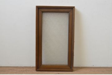 アンティーク建具　ナラ材　ダイヤガラス入り　ノスタルジックな雰囲気溢れる枠付きのFIX窓1枚(ガラス窓、フィックス、はめ殺し)(R-067862)