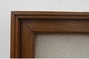 アンティーク建具　ナラ材　ダイヤガラス入り　ノスタルジックな雰囲気溢れる枠付きのFIX窓1枚(ガラス窓、フィックス、はめ殺し)(R-067862)