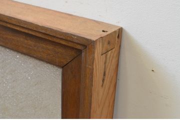 アンティーク建具　ナラ材　ダイヤガラス入り　ノスタルジックな雰囲気溢れる枠付きのFIX窓1枚(ガラス窓、フィックス、はめ殺し)(R-067862)