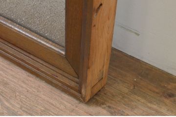 アンティーク建具　ナラ材　ダイヤガラス入り　ノスタルジックな雰囲気溢れる枠付きのFIX窓1枚(ガラス窓、フィックス、はめ殺し)(R-067862)
