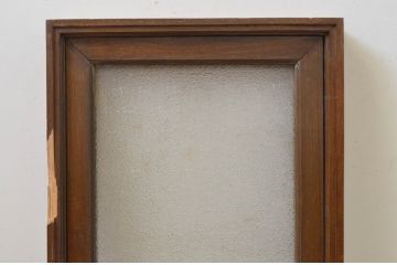 アンティーク建具　ナラ材　ダイヤガラス入り　ノスタルジックな雰囲気溢れる枠付きのFIX窓1枚(ガラス窓、フィックス、はめ殺し)(R-067862)