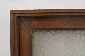 アンティーク建具　ナラ材　ダイヤガラス入り　ノスタルジックな雰囲気溢れる枠付きのFIX窓1枚(ガラス窓、フィックス、はめ殺し)(R-067862)