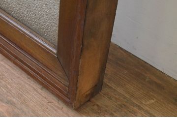 アンティーク建具　ナラ材　ダイヤガラス入り　ノスタルジックな雰囲気溢れる枠付きのFIX窓1枚(ガラス窓、フィックス、はめ殺し)(R-067862)