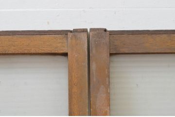 アンティーク建具　モールガラス入り　レトロな雰囲気を醸し出すガラス窓2枚セット(ガラス戸、引き戸)(R-067864)