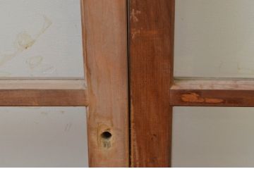 アンティーク建具　レトロな雰囲気が魅力のガラス窓2枚セット(引き戸、ガラス戸)(R-067865)