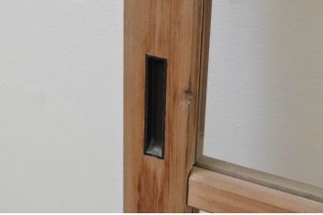 アンティーク建具　レトロな雰囲気が魅力のガラス窓2枚セット(引き戸、ガラス戸)(R-067865)
