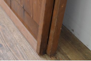 アンティーク建具　格子から覗く木目が美しい!マス目(升目)の格子窓2枚セット(きつね格子、狐格子、格子戸、引き戸、板戸)(R-067866)