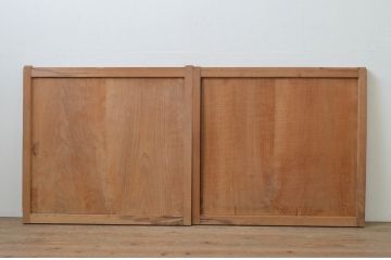 アンティーク建具　杉材　経年を感じさせる木味が魅力の板戸窓2枚セット(引き戸)(R-067869)