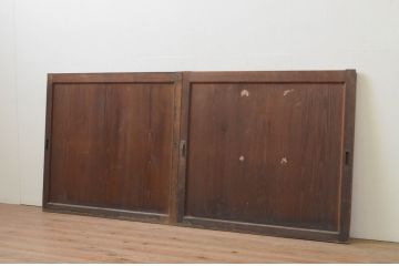 アンティーク建具　杉材　和の空間づくりにおすすめの板戸窓2枚セット(引き戸)(R-067871)