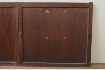 アンティーク建具　杉材　和の空間づくりにおすすめの板戸窓2枚セット(引き戸)(R-067871)