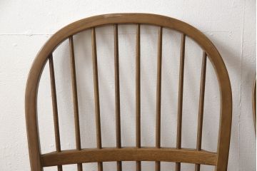 中古　柏木工(カシワ木工、KASHIWA)　ナラ材　木の温かみある風合いが魅力的なダイニングチェア3脚セット(板座チェア、イス、椅子)(R-067913)