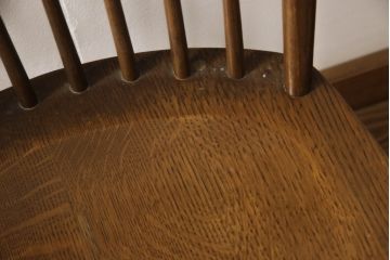 中古　柏木工(カシワ木工、KASHIWA)　ナラ材　木の温かみある風合いが魅力的なダイニングチェア3脚セット(板座チェア、イス、椅子)(R-067913)