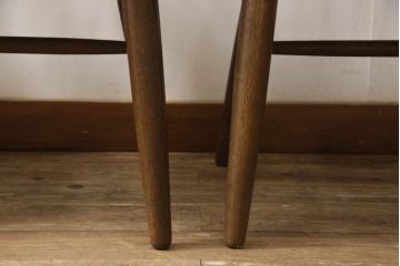 中古　柏木工(カシワ木工、KASHIWA)　ナラ材　木の温かみある風合いが魅力的なダイニングチェア3脚セット(板座チェア、イス、椅子)(R-067913)