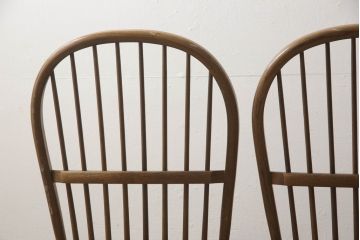 中古　柏木工(カシワ木工、KASHIWA)　ナラ材　木の温かみある風合いが魅力的なダイニングチェア3脚セット(板座チェア、イス、椅子)(R-067913)