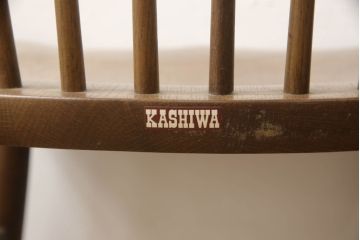 中古　柏木工(カシワ木工、KASHIWA)　ナラ材　木の温かみある風合いが魅力的なダイニングチェア3脚セット(板座チェア、イス、椅子)(R-067913)