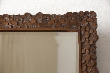 中古　軽井沢彫り　伝統工芸　咲き誇る桜の彫刻が美しいドレッサー(鏡台、ミラー)(R-067914)