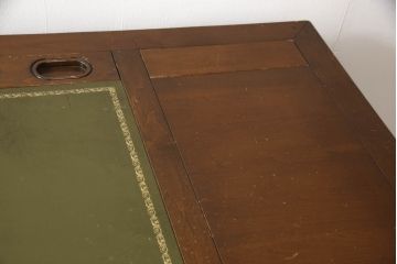 イギリスビンテージ　クラシカルなデザインが魅力のスライド補助天板付きレザートップ両袖机(デスク、ワークデスク、在宅用、在宅ワーク用、ヴィンテージ、英国)(R-067917)