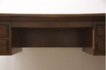 イギリスビンテージ　クラシカルなデザインが魅力のスライド補助天板付きレザートップ両袖机(デスク、ワークデスク、在宅用、在宅ワーク用、ヴィンテージ、英国)(R-067917)