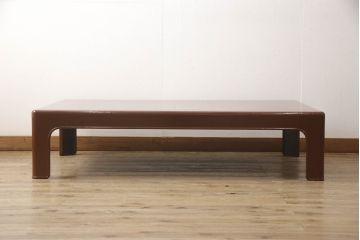 希少!!　中古　美品　京塗り　朱色(朱塗り)　シンプルで品のある佇まいが魅力的な座卓(ローテーブル、センターテーブル、漆塗り)(R-067919)