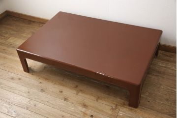 希少!!　中古　美品　京塗り　朱色(朱塗り)　シンプルで品のある佇まいが魅力的な座卓(ローテーブル、センターテーブル、漆塗り)(R-067919)