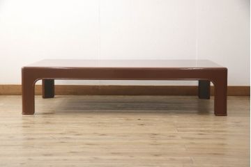 希少!!　中古　美品　京塗り　朱色(朱塗り)　シンプルで品のある佇まいが魅力的な座卓(ローテーブル、センターテーブル、漆塗り)(R-067919)