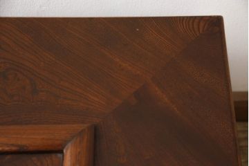 中古　美品　駿河民芸　民芸家具　美しい杢目と金具が目を引く角火鉢(木製火鉢、長火鉢、囲炉裏)(R-067920)