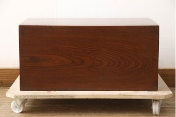和製アンティーク　極上!!　総欅(ケヤキ)材　前面玉杢　角手型の銅金具が魅力の庄内知工箪笥(船箪笥、舟箪笥、小箪笥、小引き出し、卓上収納)(R-067923)