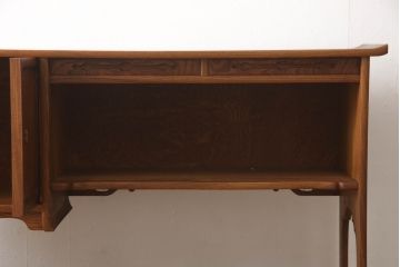和製アンティーク　美品　最高級!!　総欅(ケヤキ)材　玉杢　指物工芸家具　品のある佇まいが美しい飾り棚(茶棚、違い棚、収納棚、戸棚)(R-067928)