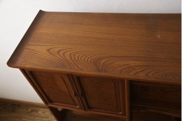 和製アンティーク　美品　最高級!!　総欅(ケヤキ)材　玉杢　指物工芸家具　品のある佇まいが美しい飾り棚(茶棚、違い棚、収納棚、戸棚)(R-067928)