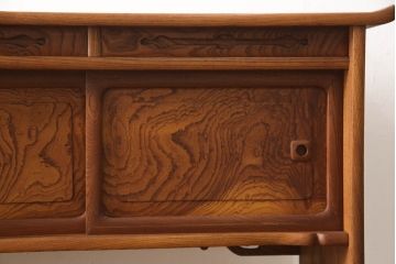 和製アンティーク　美品　最高級!!　総欅(ケヤキ)材　玉杢　指物工芸家具　品のある佇まいが美しい飾り棚(茶棚、違い棚、収納棚、戸棚)(R-067928)