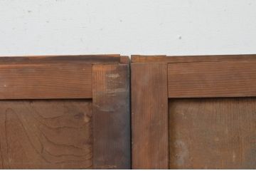 アンティーク建具　欅(ケヤキ)材　上質な和の空間づくりにおすすめの板戸窓2枚セット(引き戸)(R-067934)