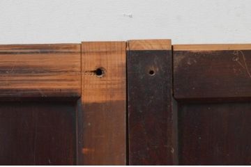 アンティーク建具　杉材　和モダンな空間作りにおすすめな板戸窓2枚セット(引き戸)(R-067937)
