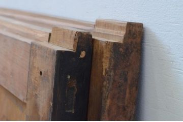 アンティーク建具　杉材　和モダンな空間作りにおすすめな板戸窓2枚セット(引き戸)(R-067937)