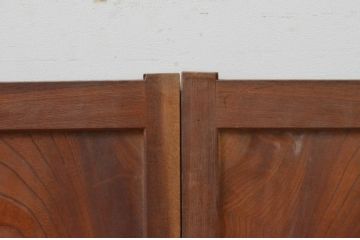 アンティーク建具　総欅(ケヤキ)材　温かみのある木目が味わい深い板戸窓2枚セット(引き戸)(R-067938)