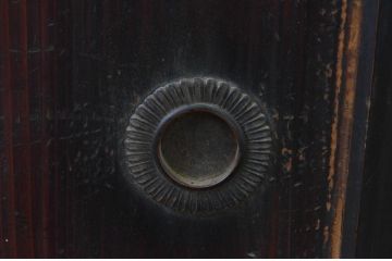 アンティーク建具　杉材のすすけた味わいが魅力の板戸窓2枚セット(引き戸)(R-067941)
