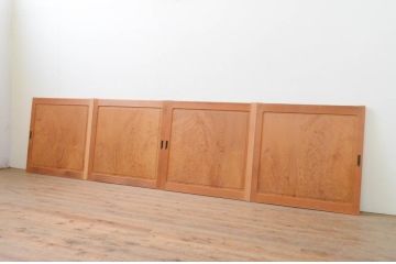 ビンテージ建具　杉材一枚板　数寄屋で使われていた高級板戸窓4枚セット(引き戸、ヴィンテージ)(R-067946)