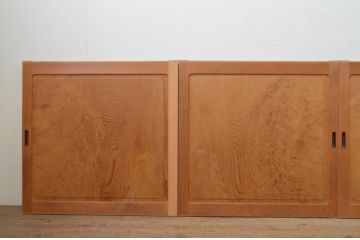 ビンテージ建具　杉材一枚板　数寄屋で使われていた高級板戸窓4枚セット(引き戸、ヴィンテージ)(R-067946)