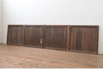 アンティーク建具　杉材　和モダンな空間を演出する板戸窓4枚セット(引き戸)(R-067949)