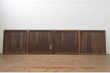 アンティーク建具　杉材　和モダンな空間を演出する板戸窓4枚セット(引き戸)(R-067949)