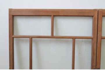 アンティーク建具　杉材　大正ロマンの雰囲気漂うガラス窓2枚セット(引き戸、ガラス戸)(R-067950)
