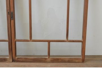 アンティーク建具　杉材　大正ロマンの雰囲気漂うガラス窓2枚セット(引き戸、ガラス戸)(R-067950)
