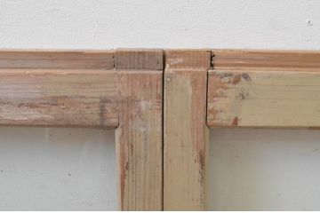 アンティーク建具　ペイント仕上げ限定　レトロな雰囲気漂うガラス窓3枚セット(引き戸、ガラス戸)(R-067955)