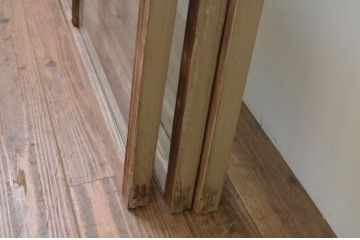アンティーク建具　ペイント仕上げ限定　レトロな雰囲気漂うガラス窓3枚セット(引き戸、ガラス戸)(R-067955)