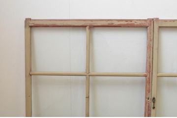 アンティーク建具　ペイント仕上げ限定　ペンキの剥げたガラス窓3枚セット(引き戸、ガラス戸)(R-067961)