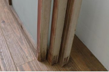 アンティーク建具　ペイント仕上げ限定　ペンキの剥げたガラス窓3枚セット(引き戸、ガラス戸)(R-067961)