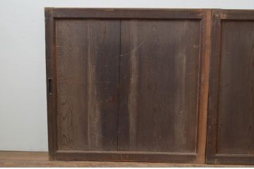 アンティーク建具　杉材　落ち着いた雰囲気が漂う板戸窓2枚セット(引き戸)(R-067963)